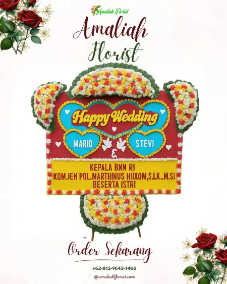 Papan Bunga Pernikahan Long Ikis